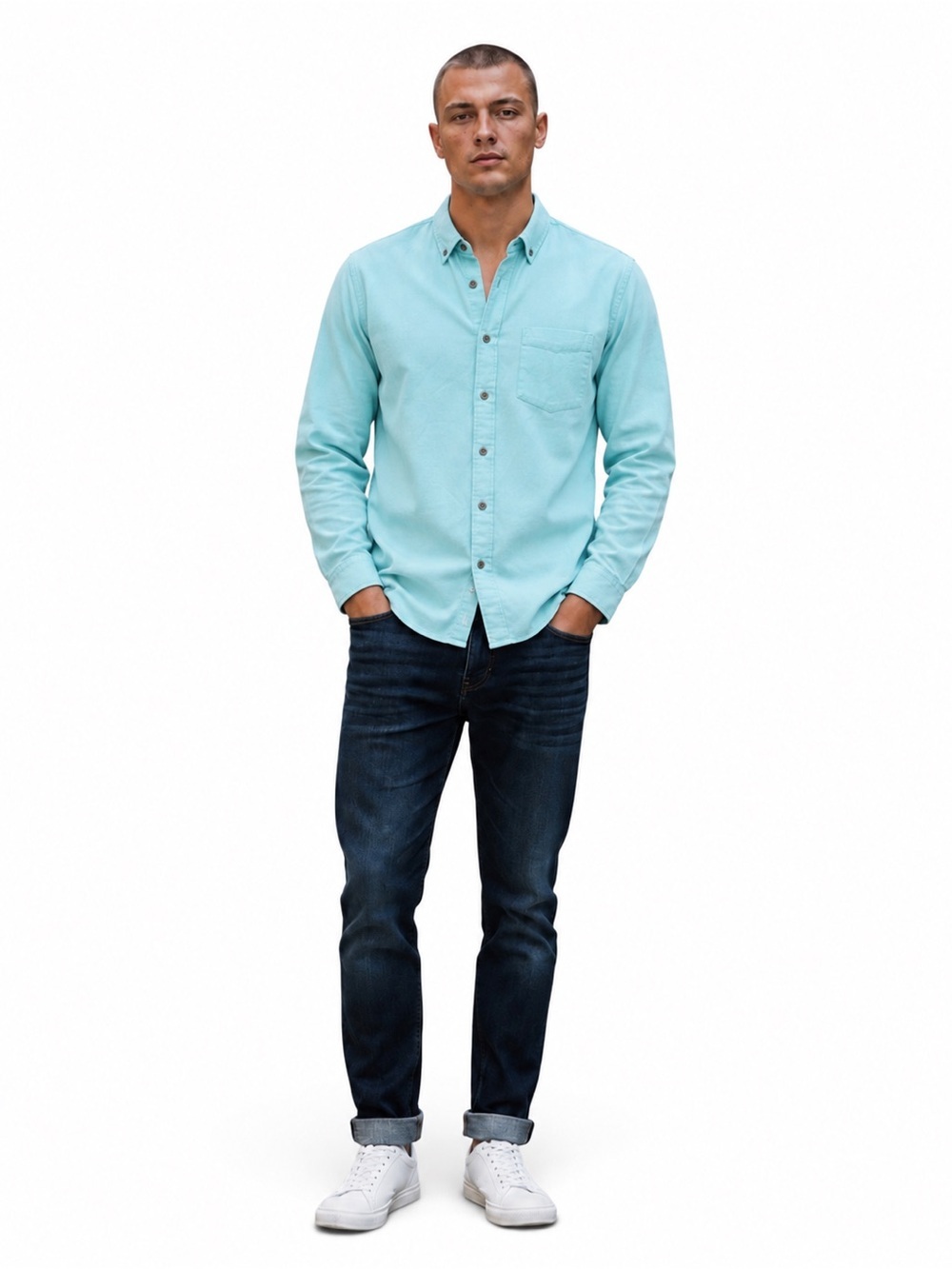 Tailor vintage Light teal Blue Button Down Shirt